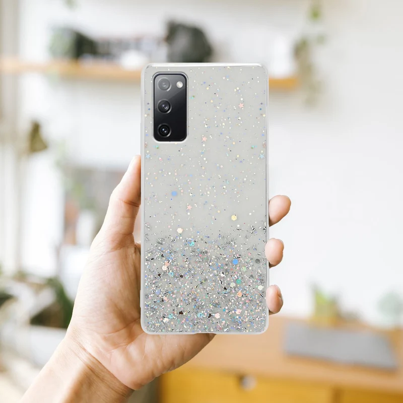 Cadorabo Hülle kompatibel mit Samsung Galaxy S20 FE Schutzhülle aus flexiblem TPU Silikon mit funkelnden Glitter