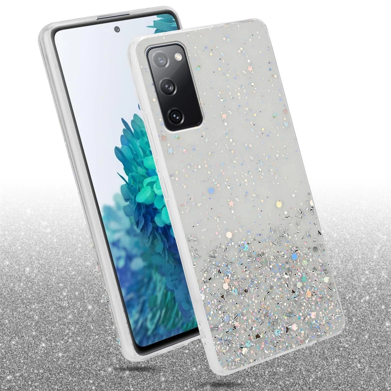 Cadorabo Hülle kompatibel mit Samsung Galaxy S20 FE Schutzhülle aus flexiblem TPU Silikon mit funkelnden Glitter