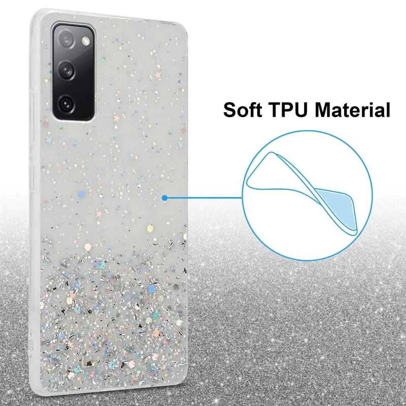 Cadorabo Hülle kompatibel mit Samsung Galaxy S20 FE Schutzhülle aus flexiblem TPU Silikon mit funkelnden Glitter