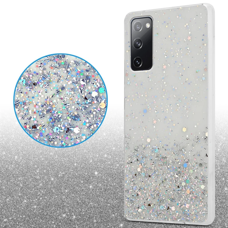 Cadorabo Hülle kompatibel mit Samsung Galaxy S20 FE Schutzhülle aus flexiblem TPU Silikon mit funkelnden Glitter