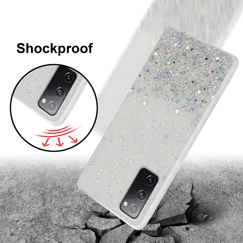 Cadorabo Hülle kompatibel mit Samsung Galaxy S20 FE Schutzhülle aus flexiblem TPU Silikon mit funkelnden Glitter
