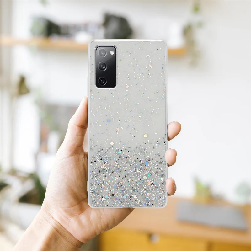 Cadorabo Hülle kompatibel mit Samsung Galaxy S20 FE Schutzhülle aus flexiblem TPU Silikon mit funkelnden Glitter