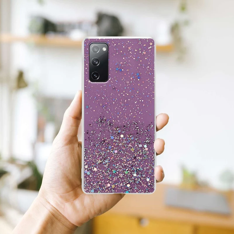 Cadorabo Hülle kompatibel mit Samsung Galaxy S20 FE Schutzhülle aus flexiblem TPU Silikon mit funkelnden Glitter