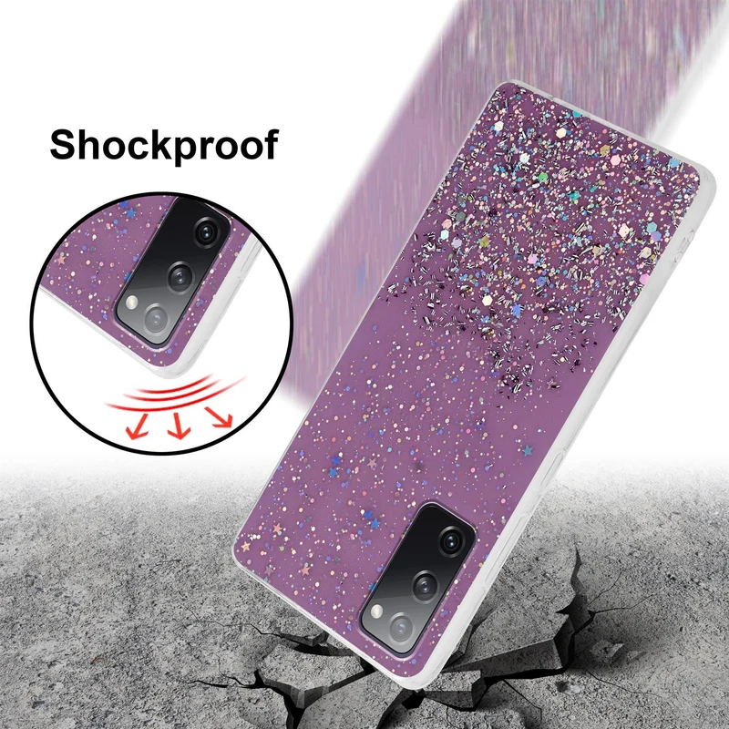Cadorabo Hülle kompatibel mit Samsung Galaxy S20 FE Schutzhülle aus flexiblem TPU Silikon mit funkelnden Glitter