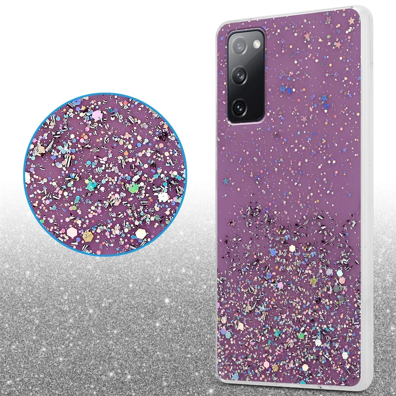Cadorabo Hülle kompatibel mit Samsung Galaxy S20 FE Schutzhülle aus flexiblem TPU Silikon mit funkelnden Glitter