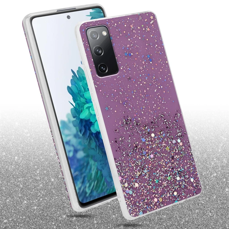 Cadorabo Hülle kompatibel mit Samsung Galaxy S20 FE Schutzhülle aus flexiblem TPU Silikon mit funkelnden Glitter