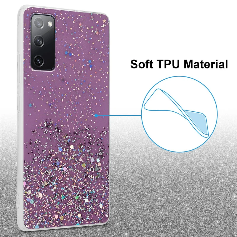 Cadorabo Hülle kompatibel mit Samsung Galaxy S20 FE Schutzhülle aus flexiblem TPU Silikon mit funkelnden Glitter