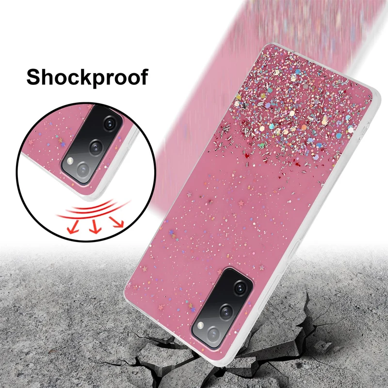 Cadorabo Hülle kompatibel mit Samsung Galaxy S20 FE Schutzhülle aus flexiblem TPU Silikon mit funkelnden Glitter