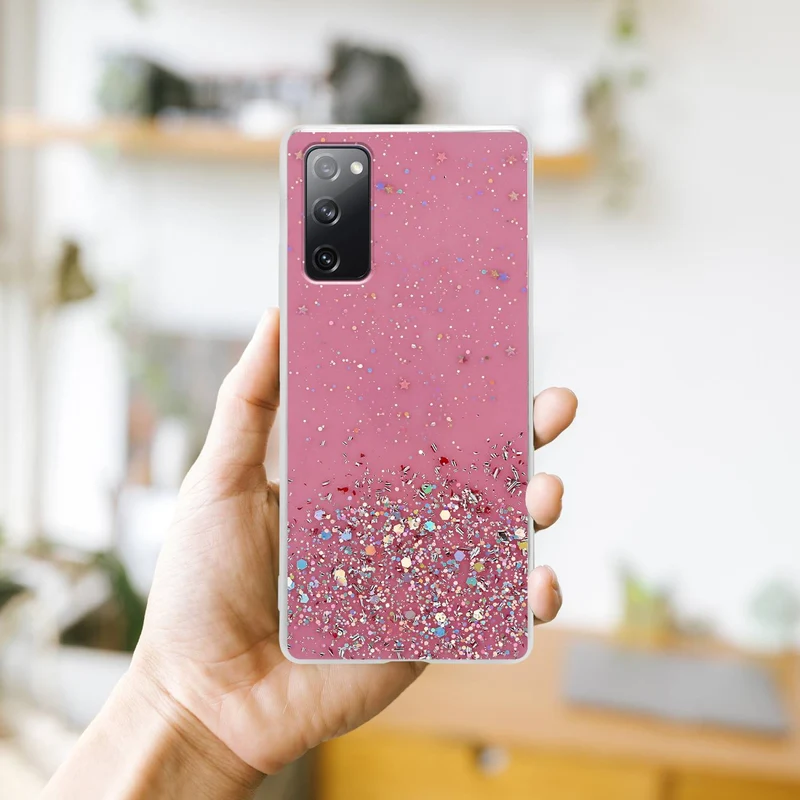 Cadorabo Hülle kompatibel mit Samsung Galaxy S20 FE Schutzhülle aus flexiblem TPU Silikon mit funkelnden Glitter