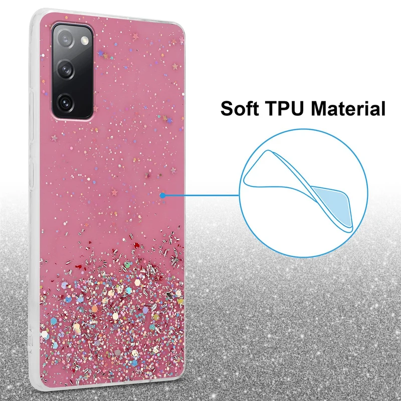 Cadorabo Hülle kompatibel mit Samsung Galaxy S20 FE Schutzhülle aus flexiblem TPU Silikon mit funkelnden Glitter