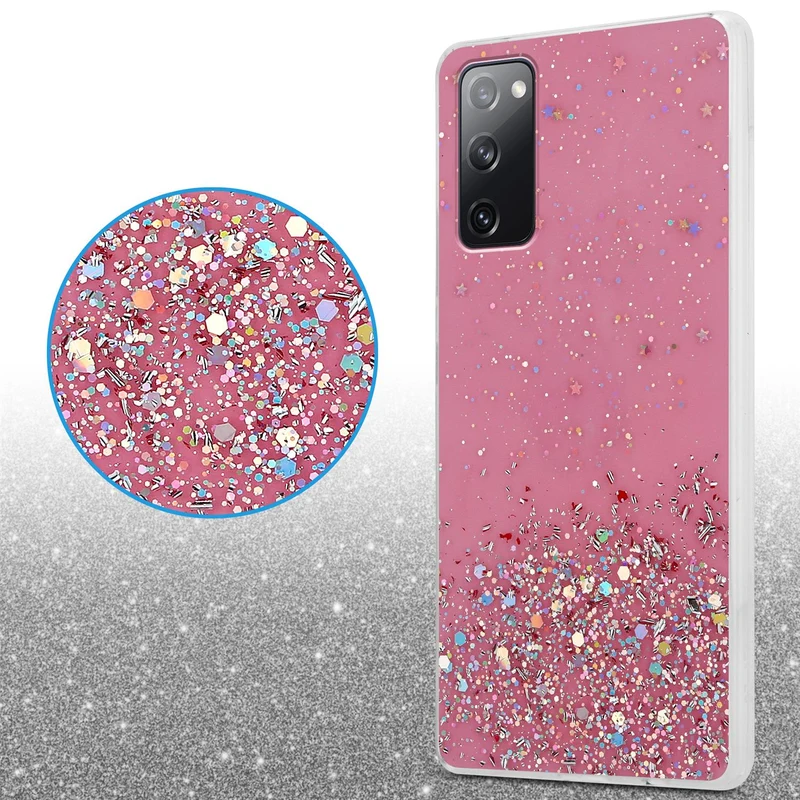 Cadorabo Hülle kompatibel mit Samsung Galaxy S20 FE Schutzhülle aus flexiblem TPU Silikon mit funkelnden Glitter