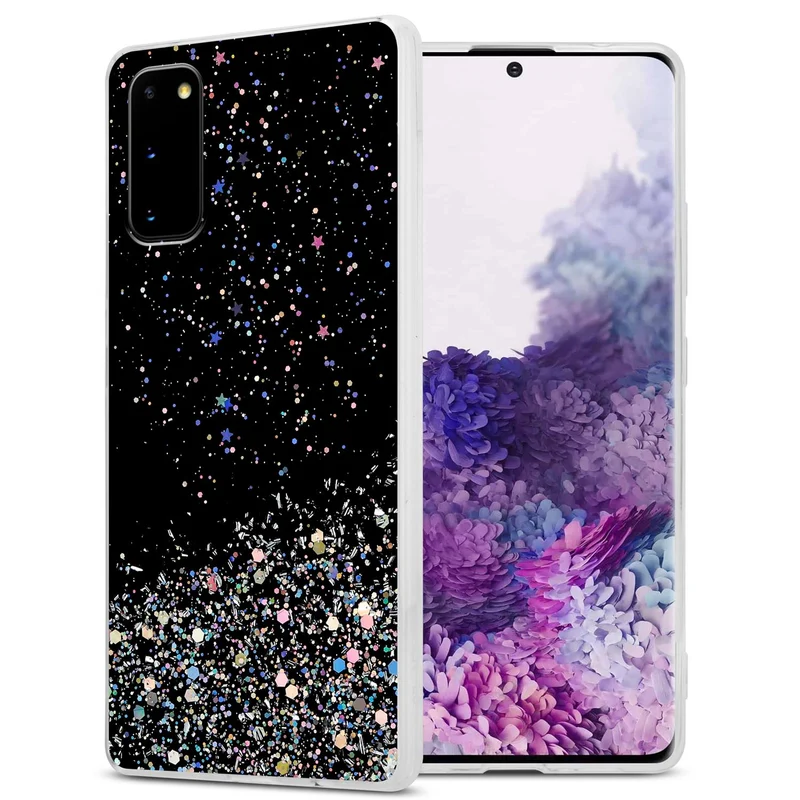 Cadorabo Hülle kompatibel mit Samsung Galaxy S20 Schutzhülle aus flexiblem TPU Silikon mit funkelnden Glitter