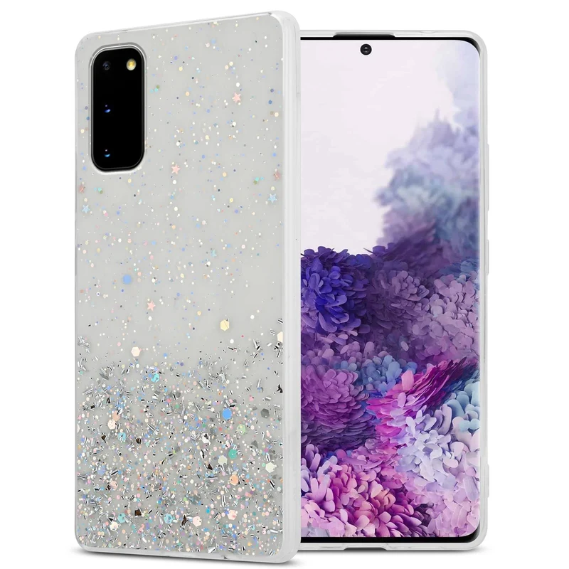Cadorabo Hülle kompatibel mit Samsung Galaxy S20 Schutzhülle aus flexiblem TPU Silikon mit funkelnden Glitter