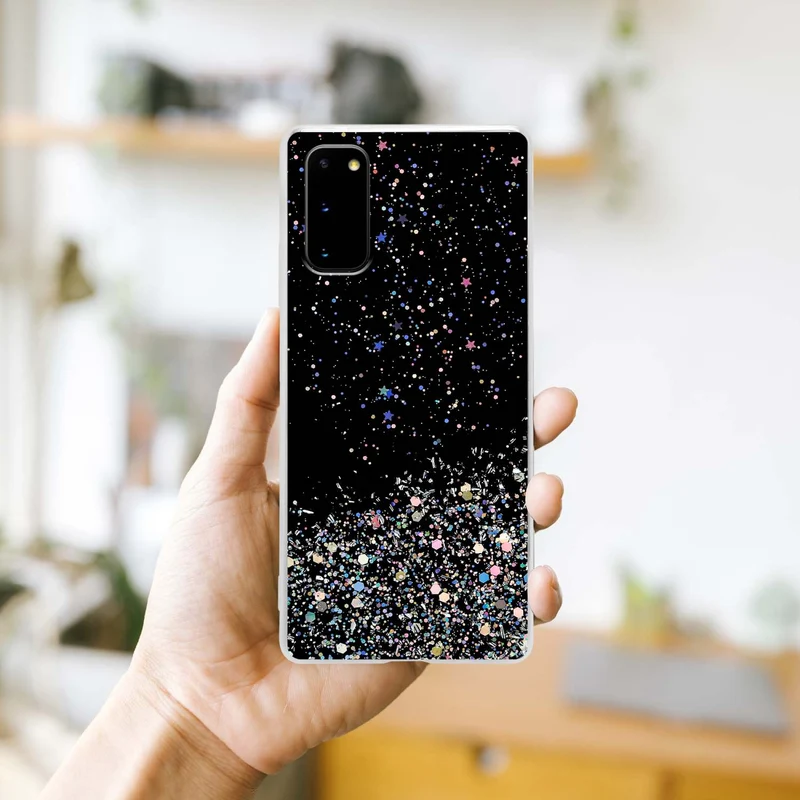 Cadorabo Hülle kompatibel mit Samsung Galaxy S20 Schutzhülle aus flexiblem TPU Silikon mit funkelnden Glitter