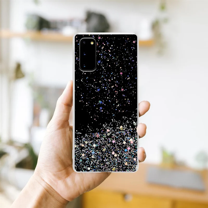 Cadorabo Hülle kompatibel mit Samsung Galaxy S20 Schutzhülle aus flexiblem TPU Silikon mit funkelnden Glitter