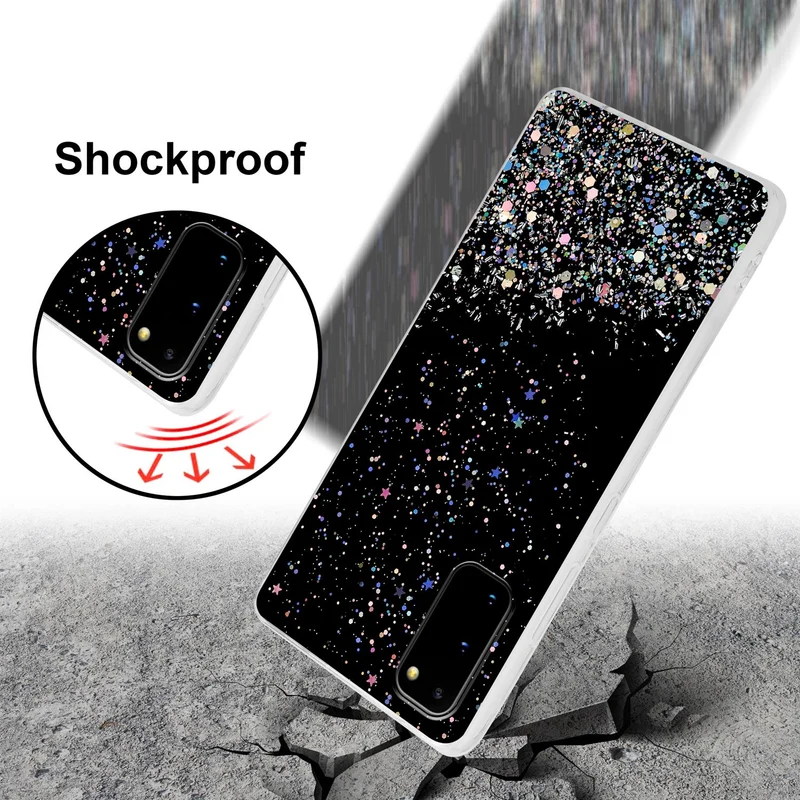 Cadorabo Hülle kompatibel mit Samsung Galaxy S20 Schutzhülle aus flexiblem TPU Silikon mit funkelnden Glitter