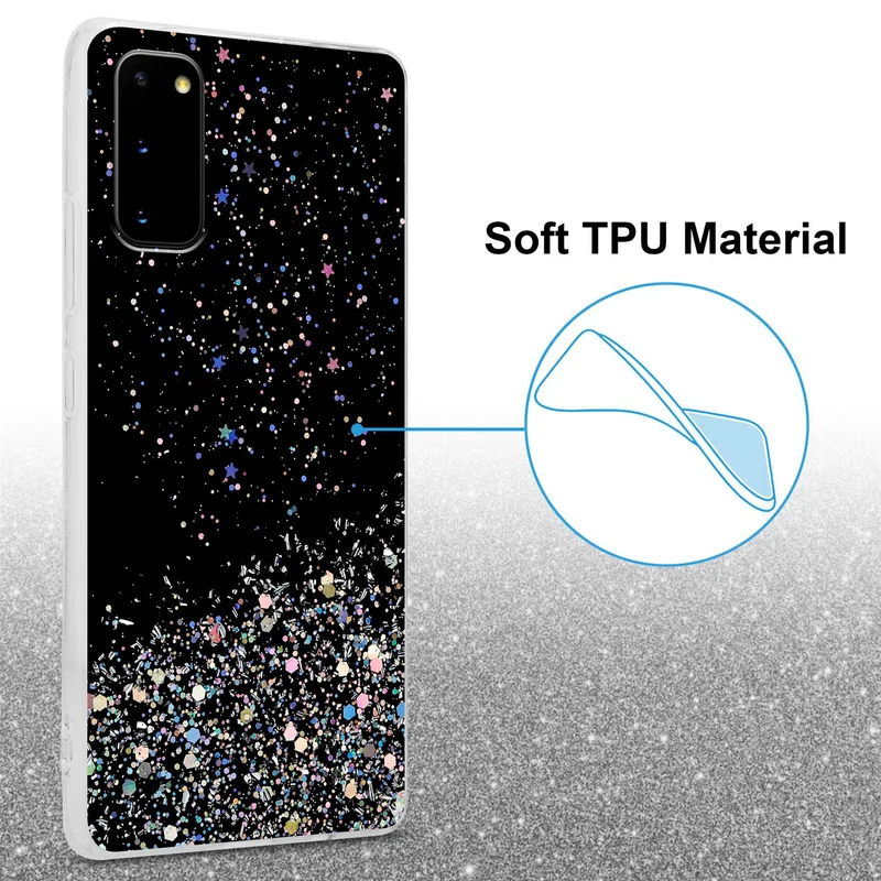Cadorabo Hülle kompatibel mit Samsung Galaxy S20 Schutzhülle aus flexiblem TPU Silikon mit funkelnden Glitter