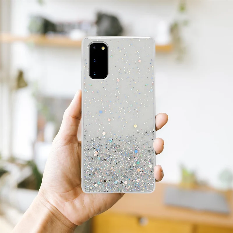 Cadorabo Hülle kompatibel mit Samsung Galaxy S20 Schutzhülle aus flexiblem TPU Silikon mit funkelnden Glitter