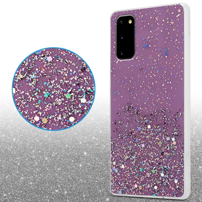 Cadorabo Hülle kompatibel mit Samsung Galaxy S20 Schutzhülle aus flexiblem TPU Silikon mit funkelnden Glitter