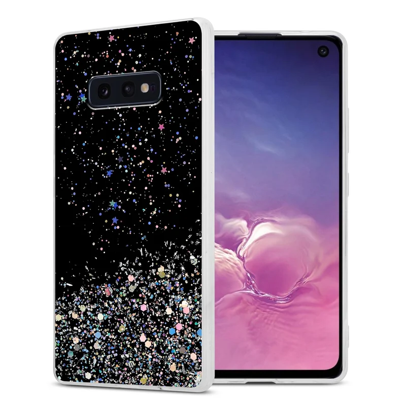 Cadorabo Hülle kompatibel mit Samsung Galaxy S10e Schutzhülle aus flexiblem TPU Silikon mit funkelnden Glitter
