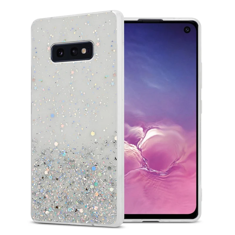 Cadorabo Hülle kompatibel mit Samsung Galaxy S10e Schutzhülle aus flexiblem TPU Silikon mit funkelnden Glitter