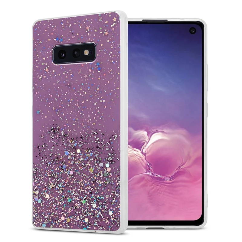 Cadorabo Hülle kompatibel mit Samsung Galaxy S10e Schutzhülle aus flexiblem TPU Silikon mit funkelnden Glitter