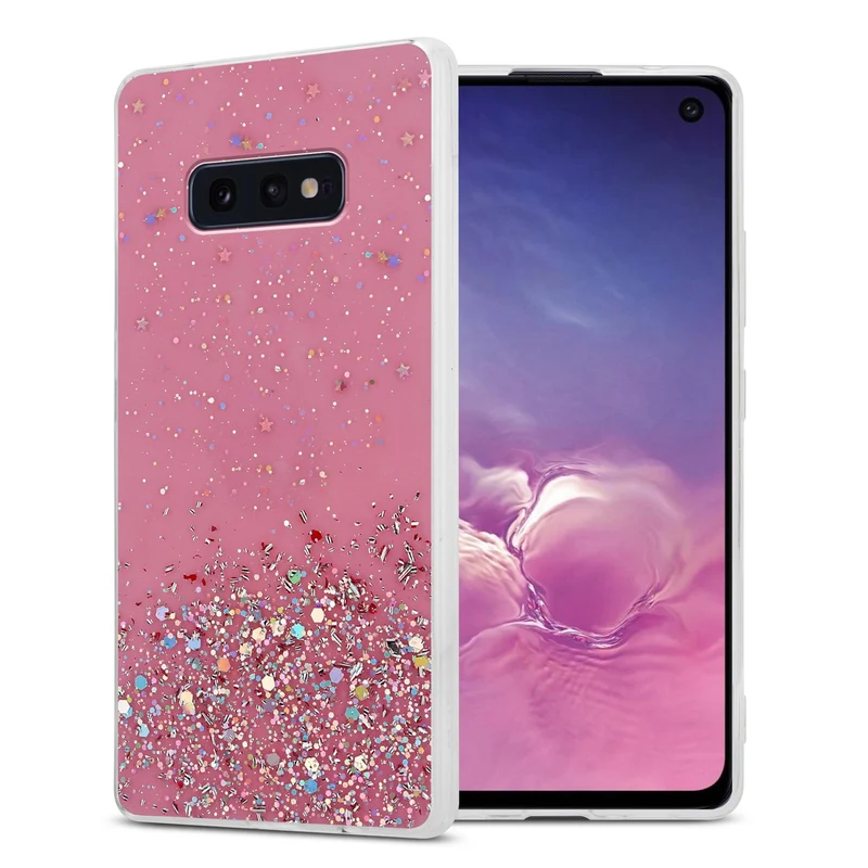 Cadorabo Hülle kompatibel mit Samsung Galaxy S10e Schutzhülle aus flexiblem TPU Silikon mit funkelnden Glitter