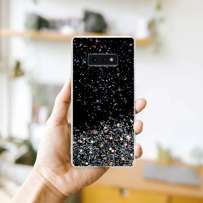 Cadorabo Hülle kompatibel mit Samsung Galaxy S10e Schutzhülle aus flexiblem TPU Silikon mit funkelnden Glitter