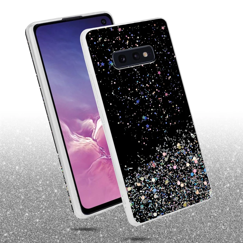 Cadorabo Hülle kompatibel mit Samsung Galaxy S10e Schutzhülle aus flexiblem TPU Silikon mit funkelnden Glitter