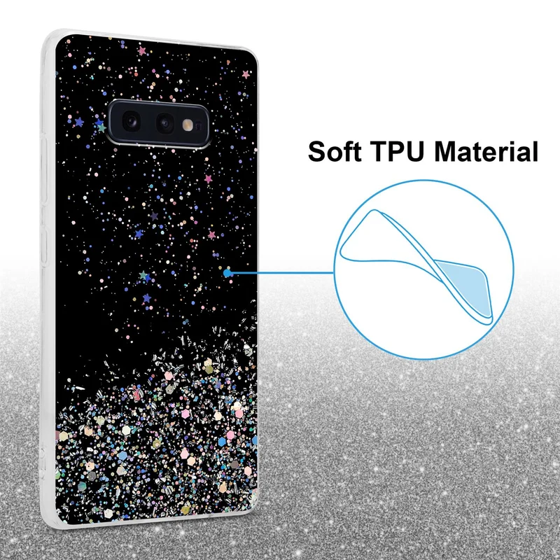 Cadorabo Hülle kompatibel mit Samsung Galaxy S10e Schutzhülle aus flexiblem TPU Silikon mit funkelnden Glitter