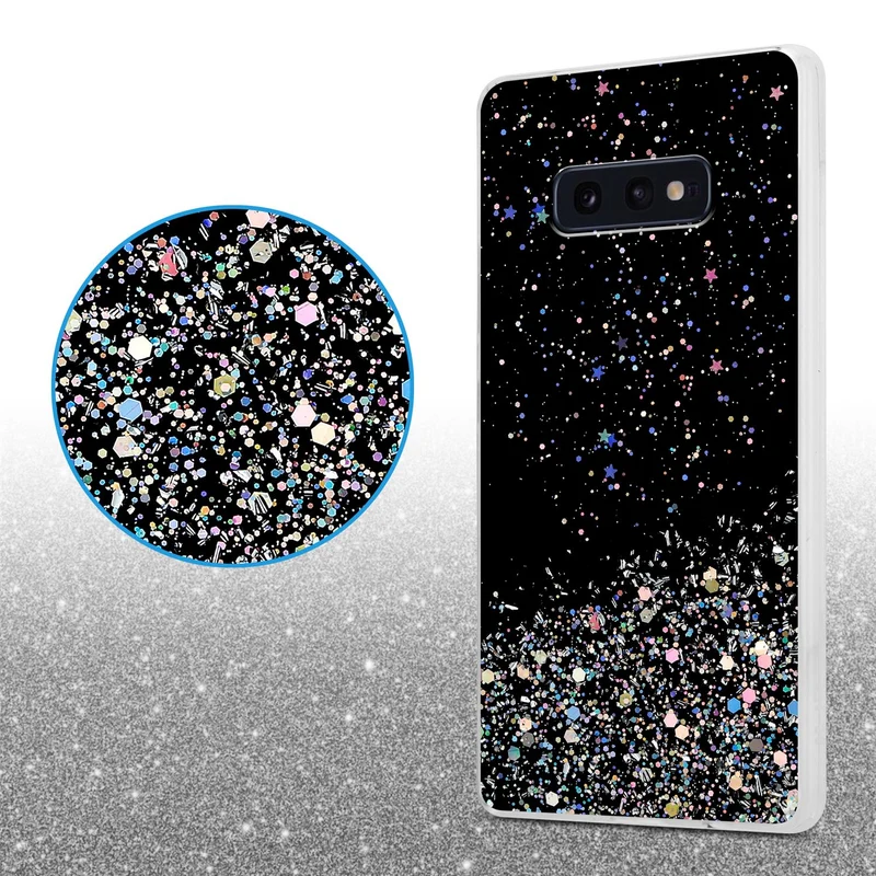 Cadorabo Hülle kompatibel mit Samsung Galaxy S10e Schutzhülle aus flexiblem TPU Silikon mit funkelnden Glitter