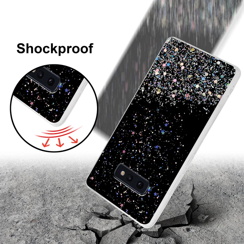 Cadorabo Hülle kompatibel mit Samsung Galaxy S10e Schutzhülle aus flexiblem TPU Silikon mit funkelnden Glitter
