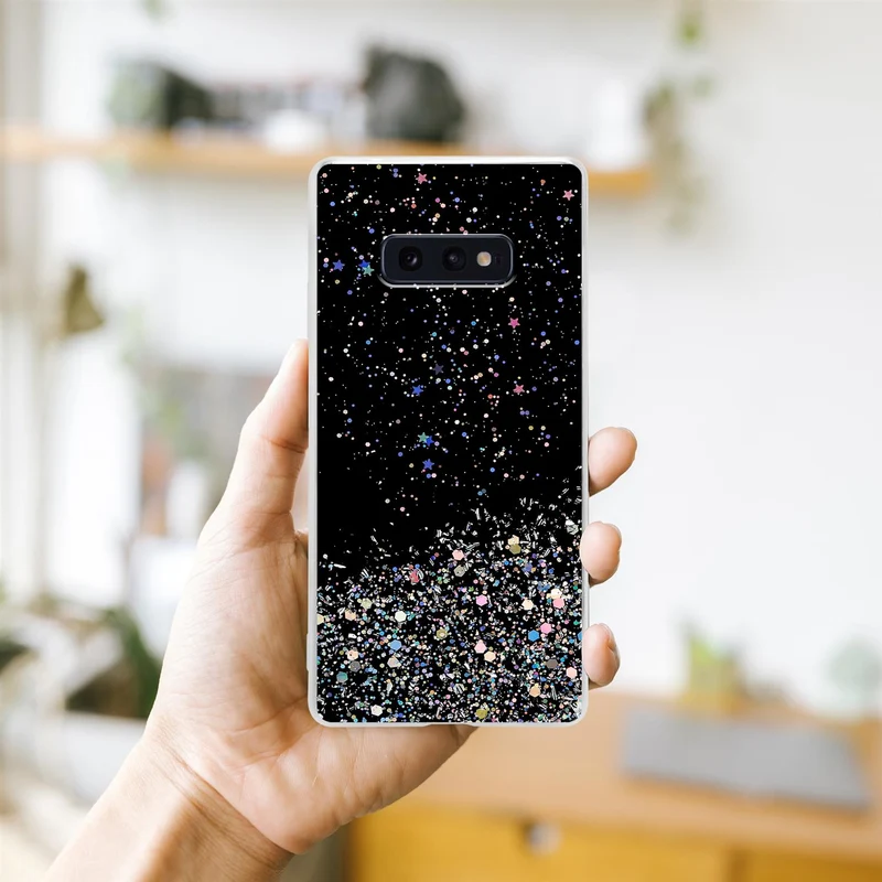 Cadorabo Hülle kompatibel mit Samsung Galaxy S10e Schutzhülle aus flexiblem TPU Silikon mit funkelnden Glitter