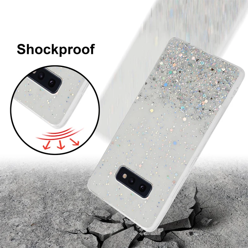 Cadorabo Hülle kompatibel mit Samsung Galaxy S10e Schutzhülle aus flexiblem TPU Silikon mit funkelnden Glitter