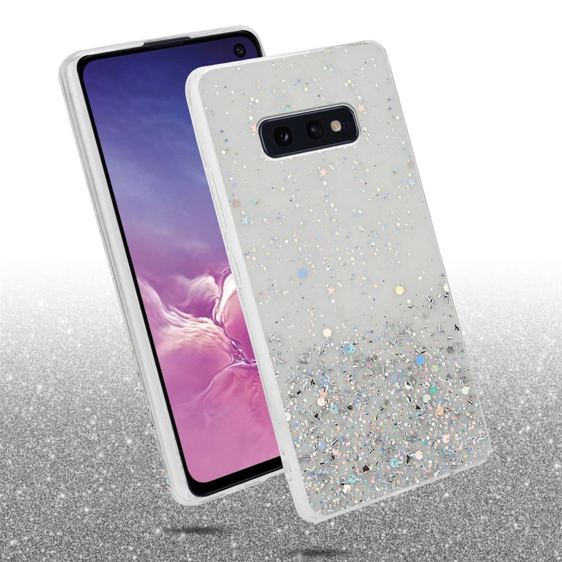 Cadorabo Hülle kompatibel mit Samsung Galaxy S10e Schutzhülle aus flexiblem TPU Silikon mit funkelnden Glitter