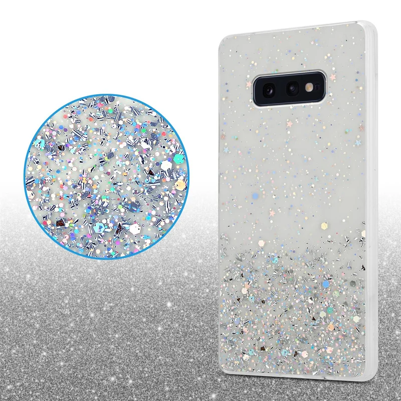 Cadorabo Hülle kompatibel mit Samsung Galaxy S10e Schutzhülle aus flexiblem TPU Silikon mit funkelnden Glitter