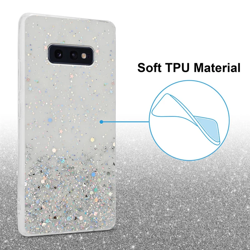 Cadorabo Hülle kompatibel mit Samsung Galaxy S10e Schutzhülle aus flexiblem TPU Silikon mit funkelnden Glitter