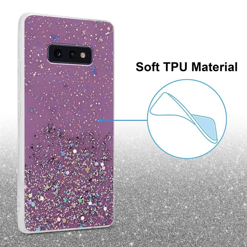 Cadorabo Hülle kompatibel mit Samsung Galaxy S10e Schutzhülle aus flexiblem TPU Silikon mit funkelnden Glitter