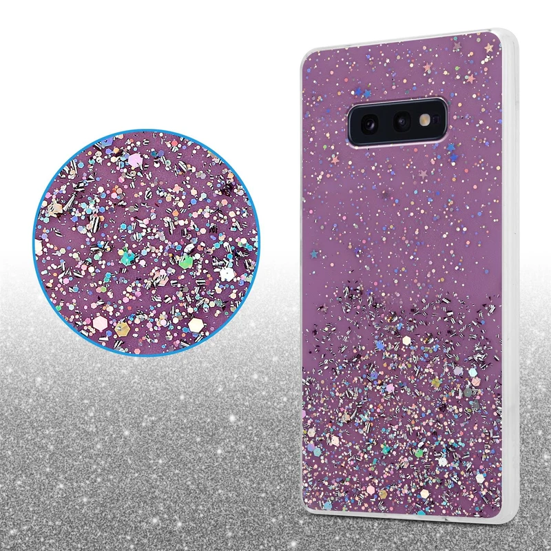 Cadorabo Hülle kompatibel mit Samsung Galaxy S10e Schutzhülle aus flexiblem TPU Silikon mit funkelnden Glitter