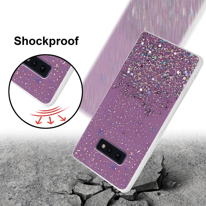 Cadorabo Hülle kompatibel mit Samsung Galaxy S10e Schutzhülle aus flexiblem TPU Silikon mit funkelnden Glitter