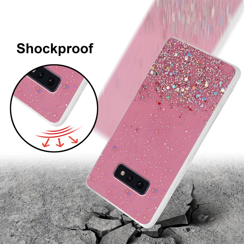 Cadorabo Hülle kompatibel mit Samsung Galaxy S10e Schutzhülle aus flexiblem TPU Silikon mit funkelnden Glitter