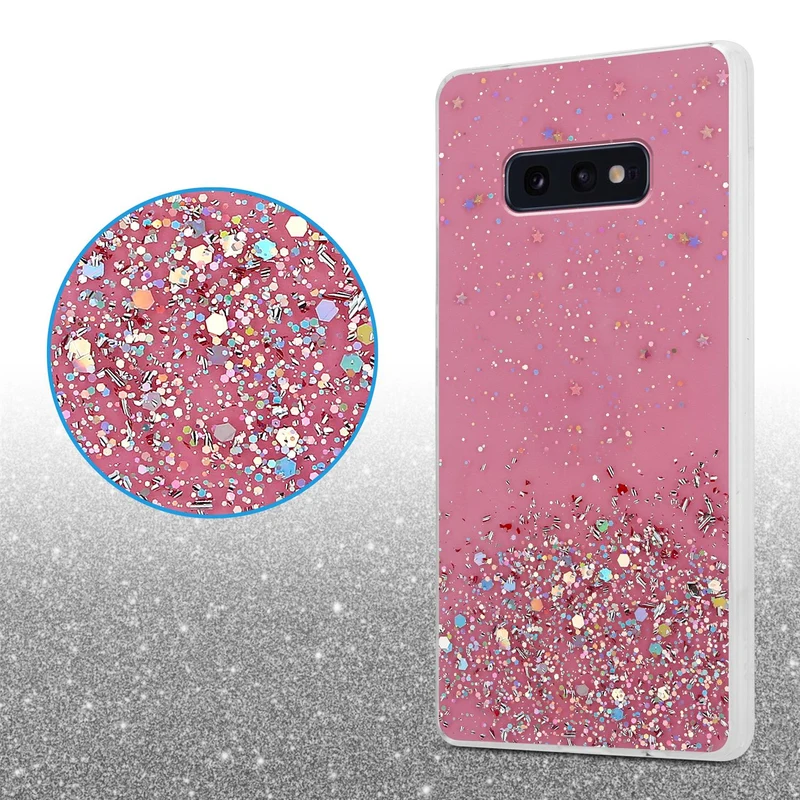 Cadorabo Hülle kompatibel mit Samsung Galaxy S10e Schutzhülle aus flexiblem TPU Silikon mit funkelnden Glitter