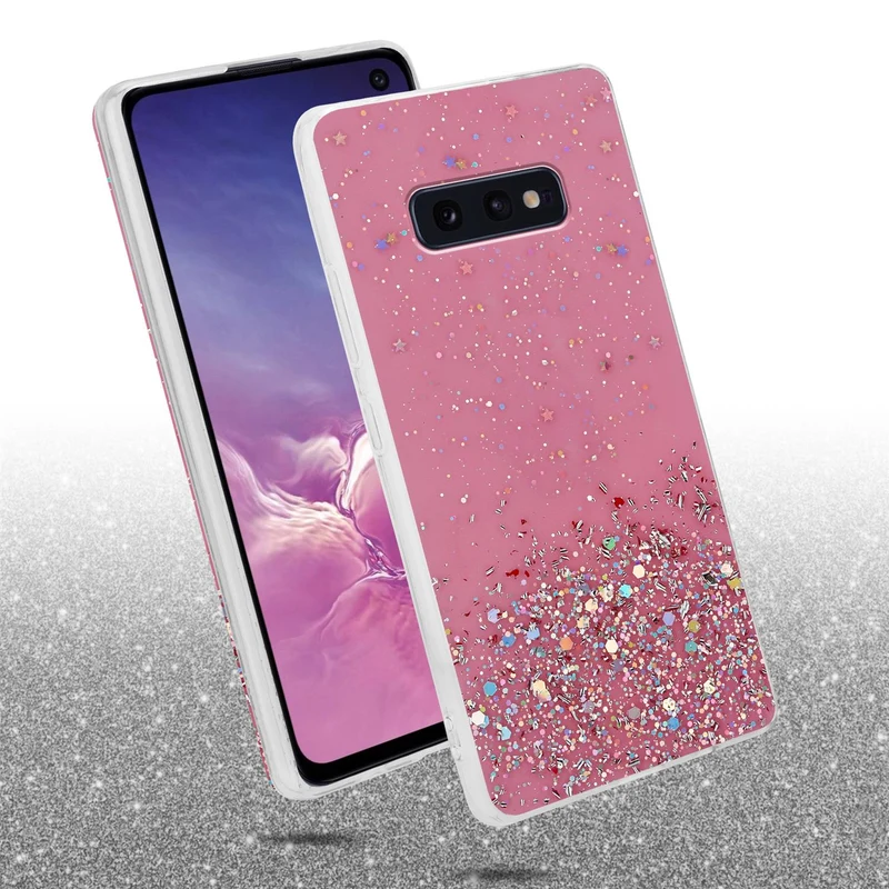 Cadorabo Hülle kompatibel mit Samsung Galaxy S10e Schutzhülle aus flexiblem TPU Silikon mit funkelnden Glitter