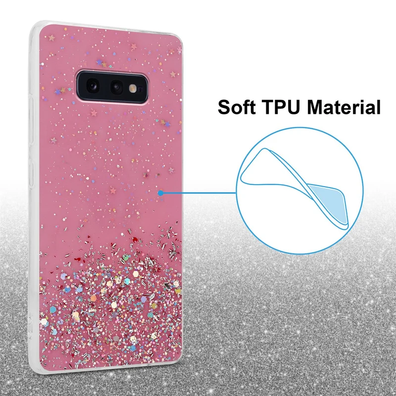 Cadorabo Hülle kompatibel mit Samsung Galaxy S10e Schutzhülle aus flexiblem TPU Silikon mit funkelnden Glitter
