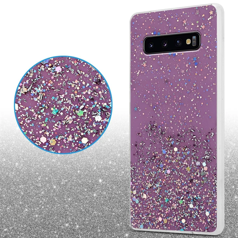 Cadorabo Hülle kompatibel mit Samsung Galaxy S10 PLUS Schutzhülle aus flexiblem TPU Silikon mit funkelnden Glitter