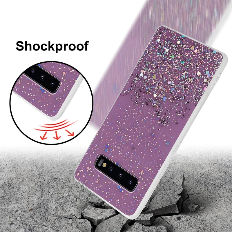 Cadorabo Hülle kompatibel mit Samsung Galaxy S10 PLUS Schutzhülle aus flexiblem TPU Silikon mit funkelnden Glitter