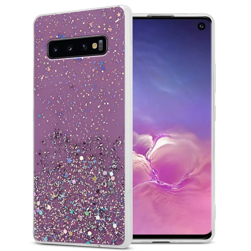 Cadorabo Hülle kompatibel mit Samsung Galaxy S10 4G Schutzhülle aus flexiblem TPU Silikon mit funkelnden Glitter