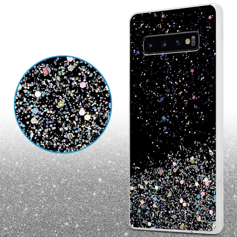 Cadorabo Hülle kompatibel mit Samsung Galaxy S10 4G Schutzhülle aus flexiblem TPU Silikon mit funkelnden Glitter