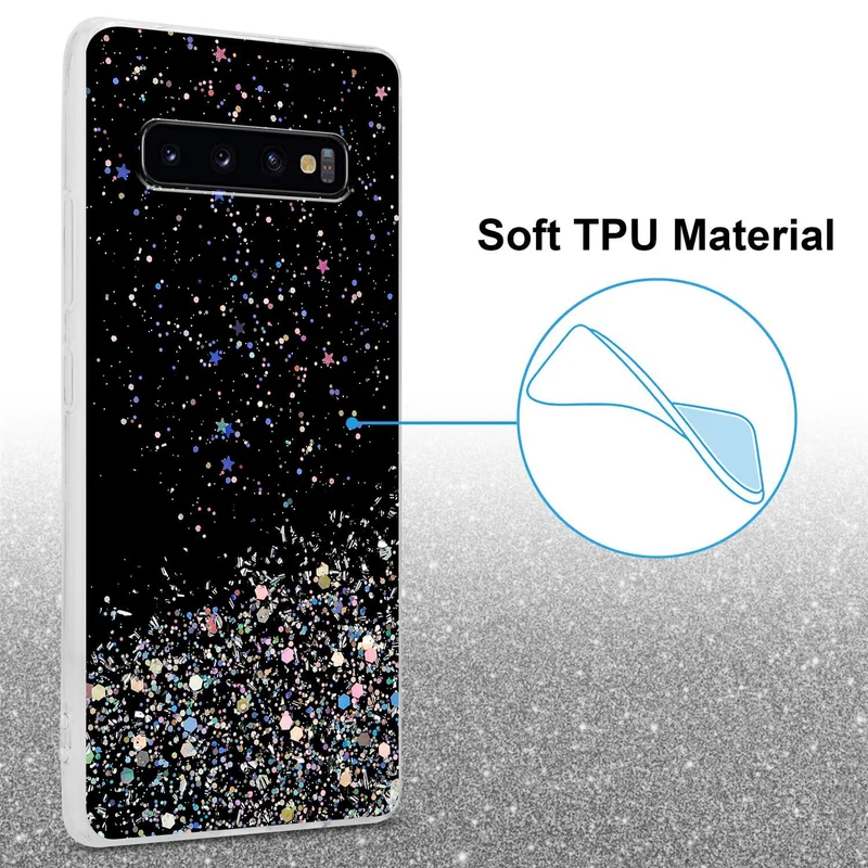 Cadorabo Hülle kompatibel mit Samsung Galaxy S10 4G Schutzhülle aus flexiblem TPU Silikon mit funkelnden Glitter