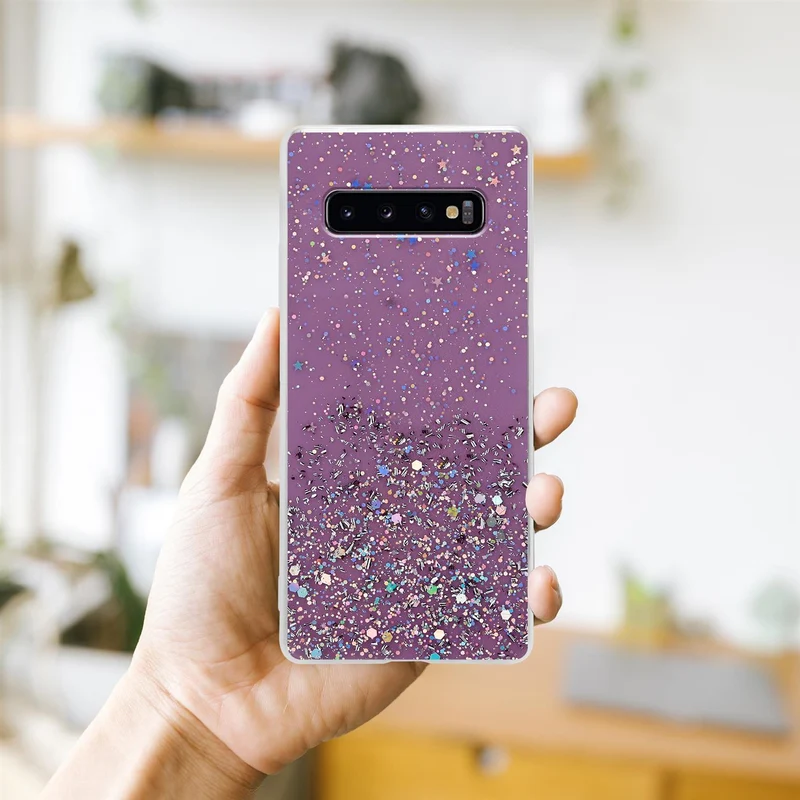 Cadorabo Hülle kompatibel mit Samsung Galaxy S10 4G Schutzhülle aus flexiblem TPU Silikon mit funkelnden Glitter